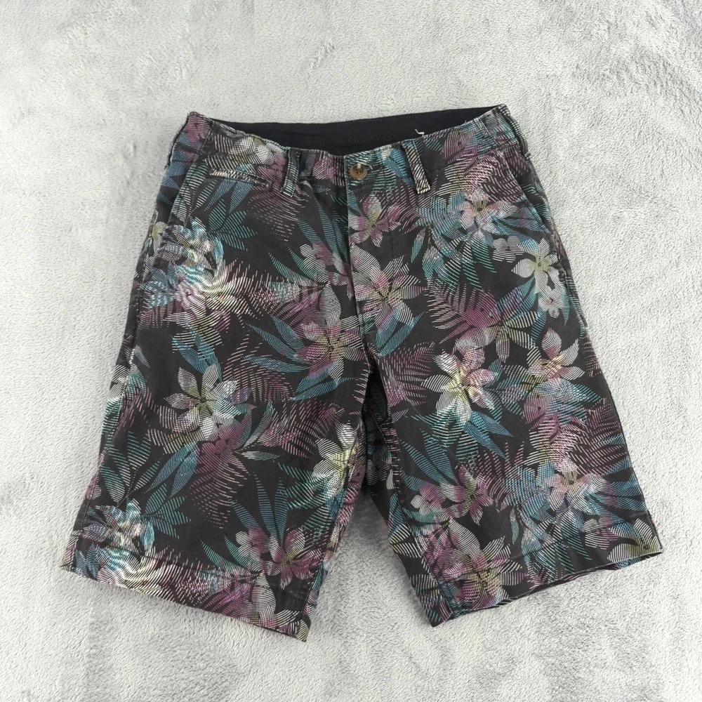 American Eagle Ne(x)t Level Flex Shorts Womens 26 Gray Floral Low Rise Stretch